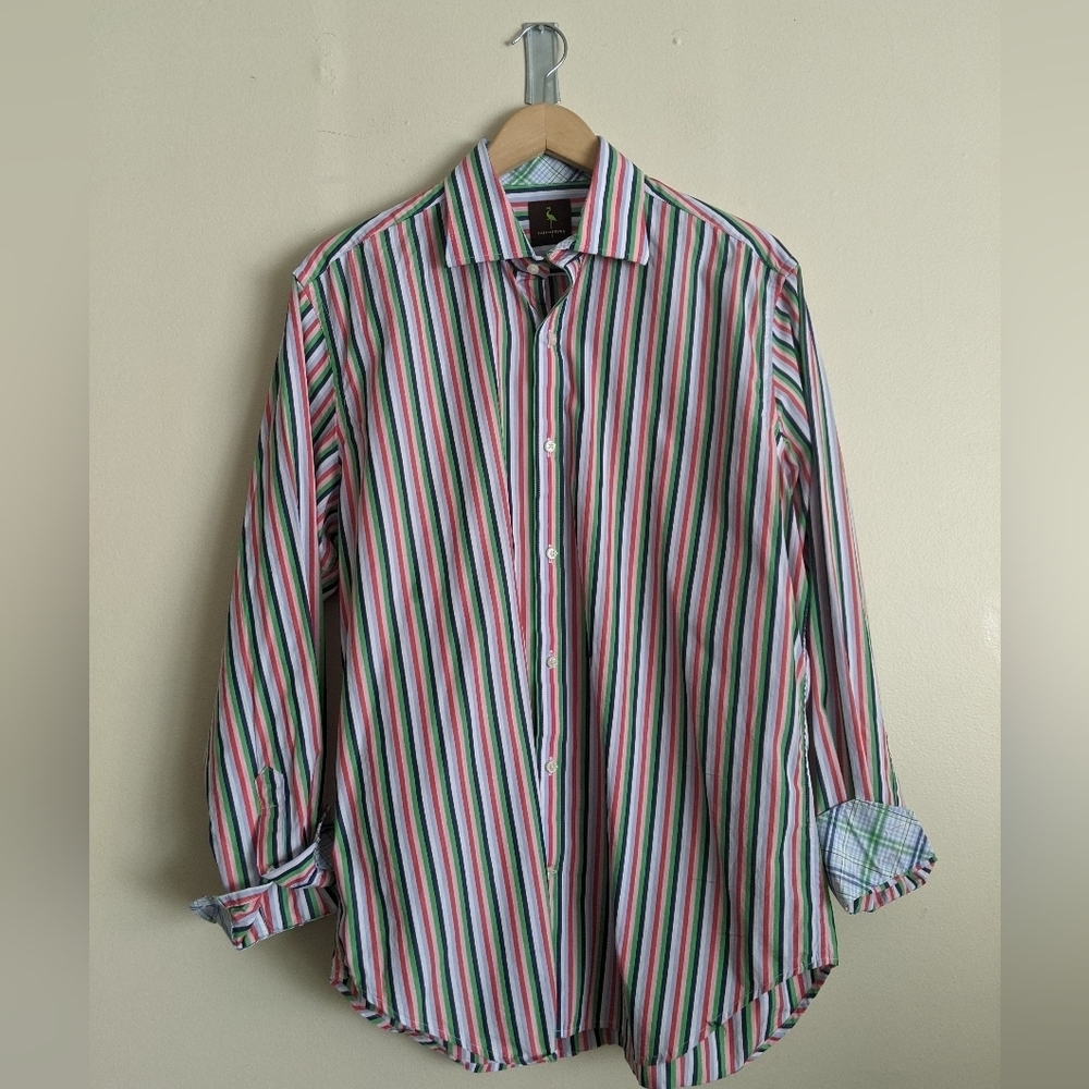 Tailorbyrd Colorful Striped Button-Up Shirt L